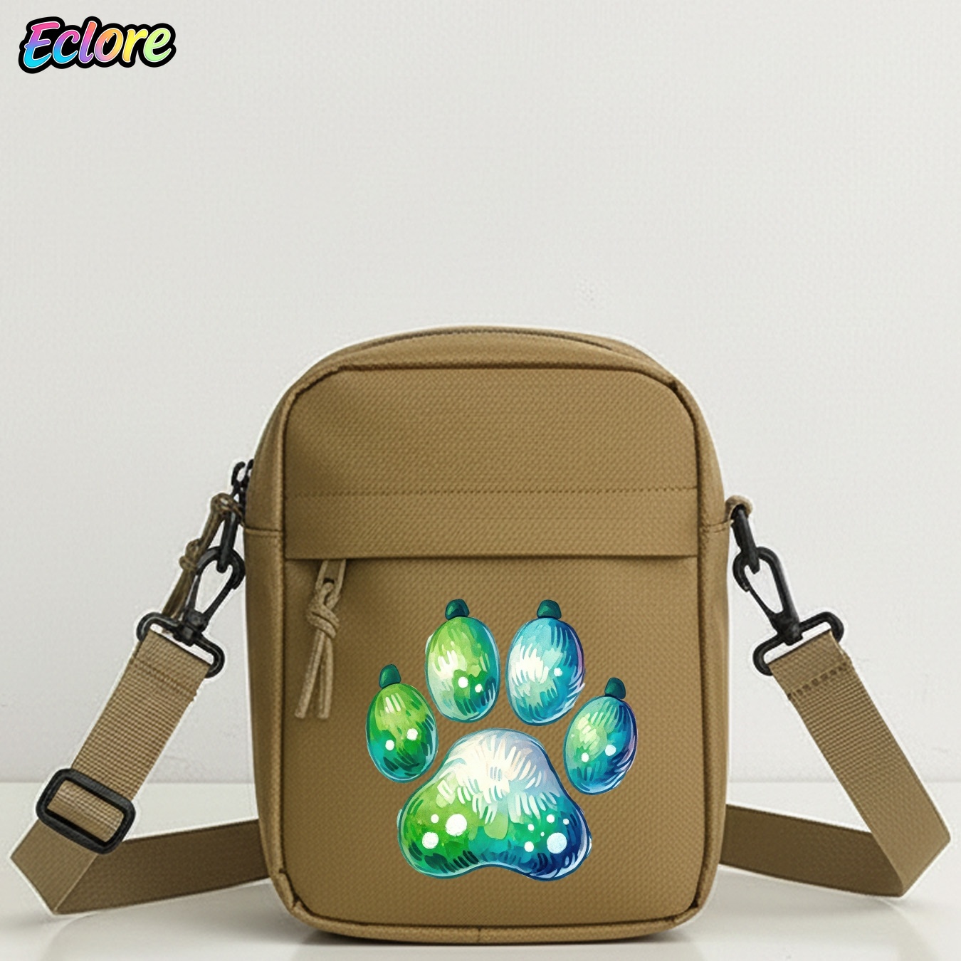 Cycling Commute Bag - Aquarel schoudertas met dierenpootafdruk en afneembare